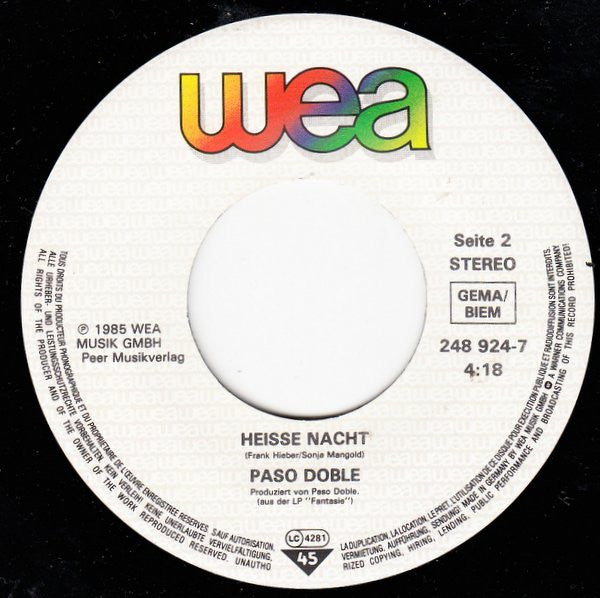 Paso Doble - Herz An Herz Vinyl Singles