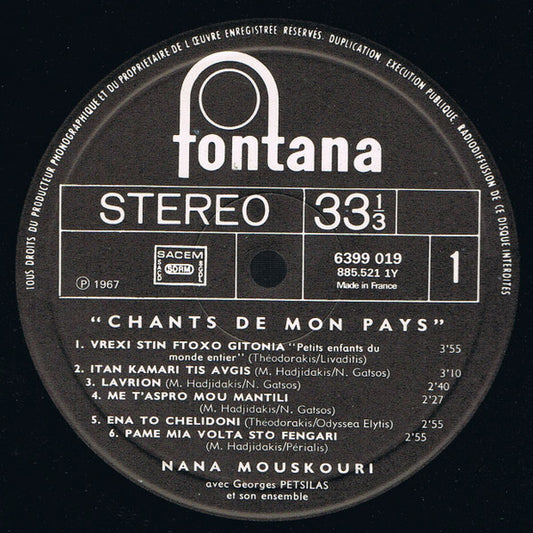 Nana Mouskouri - Chants De Mon Pays (LP)