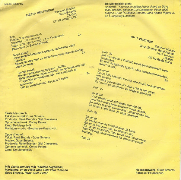 Merregelblok - Op 't Vriethof Vinyl Singles