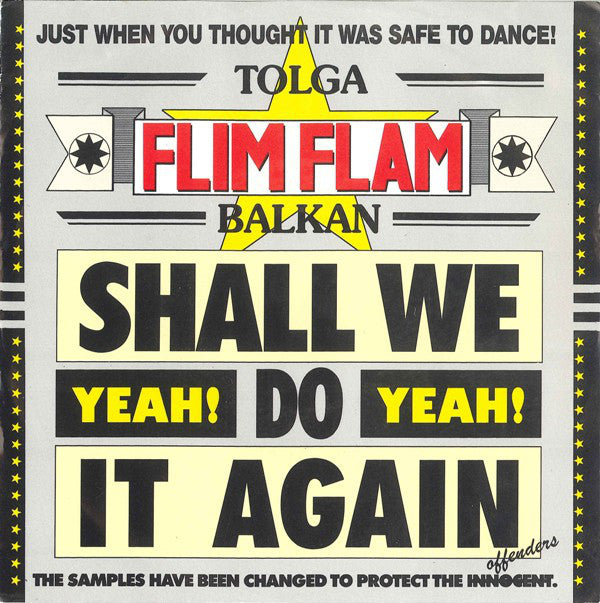 Tolga "Flim Flam" Balkan - Shall We Do It Again Vinyl Singles Vinyl Very Good (VG) <br> Hoes Good Plus (G+)
