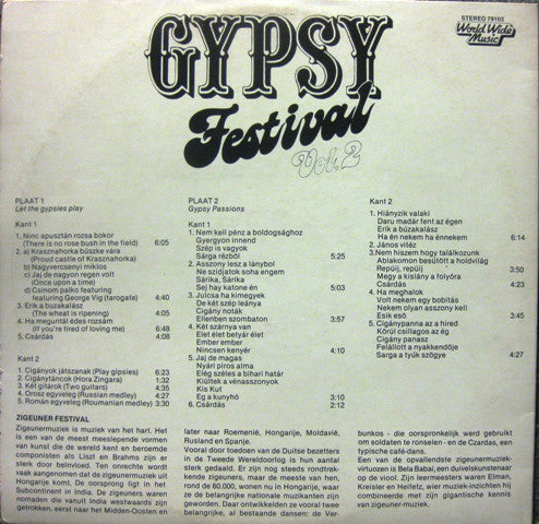 Bela Babai And His Gypsy Orchestra - Gypsy Festival Vol. 2 (LP) Vinyl LP Vinyl Very Good (VG) <br> Hoes Good Plus (G+)