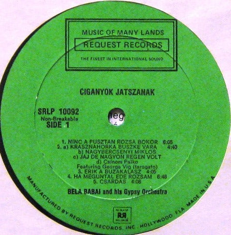 Bela Babai And His Gypsy Orchestra - Gypsy Festival Vol. 2 (LP) Vinyl LP Vinyl Zeer Goed / Hoesje Goed "VINYLSINGLES.NL"