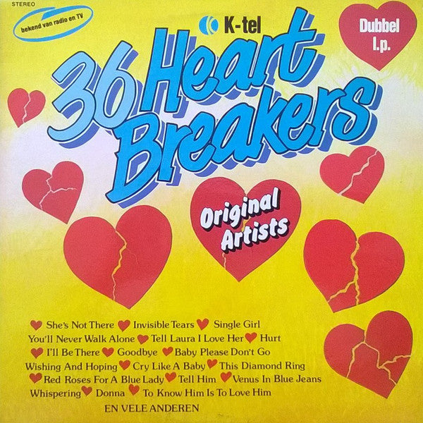 Various - 36 Heart Breakers (LP) Vinyl LP Vinyl Very Good (VG) <br> Hoes Good Plus (G+)