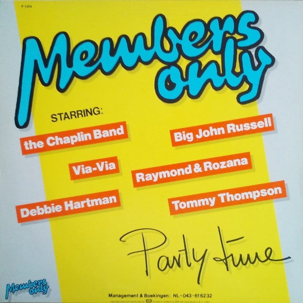 Members Only - Party Time (LP) Vinyl LP Vinyl Very Good (VG) <br> Hoes Good Plus (G+)