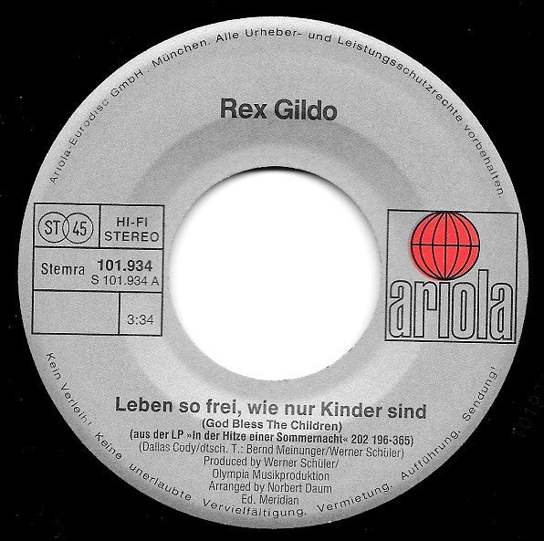 Rex Gildo - Leben So Frei, Wie Nur Kinder Sind Vinyl Singles