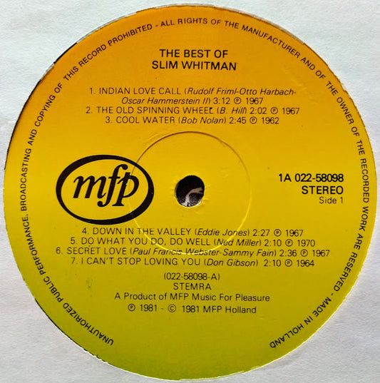 Slim Whitman - The Best Of Slim Whitman (LP)