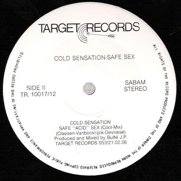Cold Sensation - Safe Sex (Maxi-Single) Maxi-Singles Vinyl Very Good (VG) <br> Hoes Good Plus (G+)