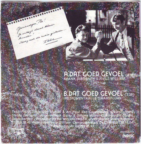 Frank Dingenen & Niels William - Dat Goed Gevoel Vinyl Singles Vinyl Very Good (VG) <br> Hoes Good Plus (G+)