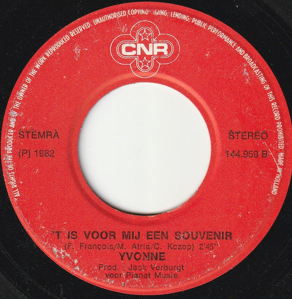 Yvonne - Niemand Zal Het Ware Weten Vinyl Singles Vinyl (VG) <br> Hoes (G+)