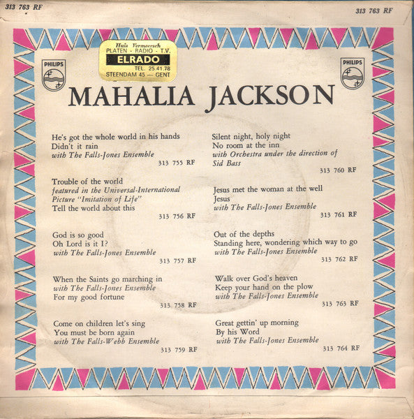 Mahalia Jackson - Walk Over God's Heaven Vinyl Singles Vinyl Very Good (VG) <br> Hoes Good Plus (G+)