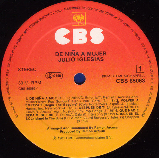 Julio Iglesias - De Nina A Mujer (LP) Vinyl LP Vinyl Zeer Goed / Hoesje Goed "VINYLSINGLES.NL"