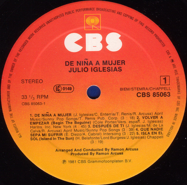Julio Iglesias - De Nina A Mujer (LP) Vinyl LP