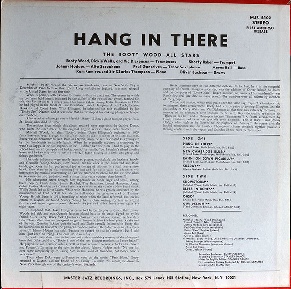 Booty Wood All Stars - Hang In There (LP) Vinyl LP Vinyl Very Good (VG) <br> Hoes Good Plus (G+)