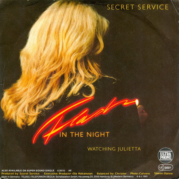 Secret Service - Flash In The Night 22590 Vinyl Singles Vinyl Very Good (VG) <br> Hoes Good Plus (G+)