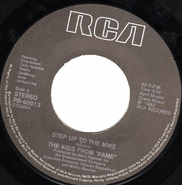 Kids From Fame - Starmaker 38739 Vinyl Singles Vinyl Very Good (VG) <br> Hoes Good Plus (G+)