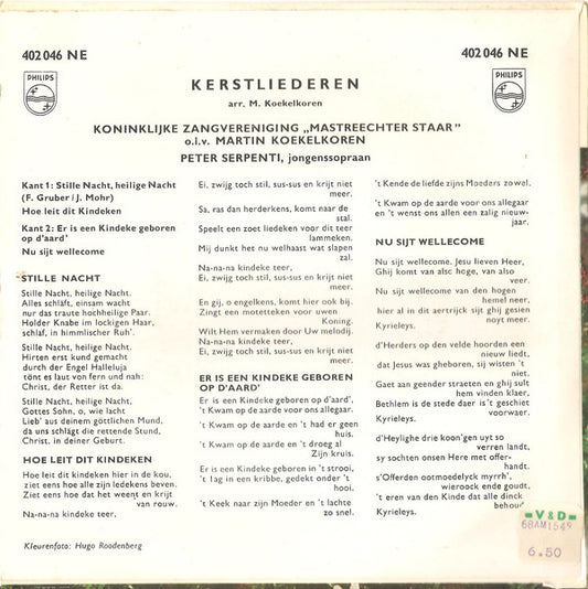 Mastreechter Staar - Kerstliederen 40712 Vinyl Singles EP Vinyl Zeer Goed / Hoesje Goed "VINYLSINGLES.NL"