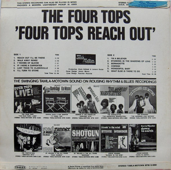 Four Tops - Four Tops Reach Out (LP) Vinyl LP Vinyl Very Good (VG) <br> Hoes Good Plus (G+)