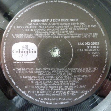 Various - Herinnert U Zich Deze Nog ? (LP) Vinyl LP Vinyl Zeer Goed / Hoesje Goed "VINYLSINGLES.NL"