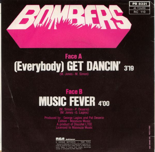 Bombers - (Everybody) Get Dancin' Vinyl Singles Vinyl Goed / Hoes Sticker