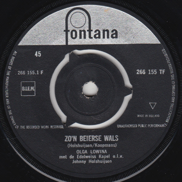 Olga Lowina - Zo'n Beierse Wals 36677 Vinyl Singles Vinyl Very Good (VG) <br> Hoes Generic