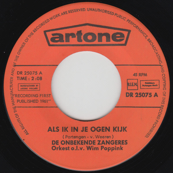 Onbekende Zangeres - Als Ik In Je Ogen Kijk Vinyl Singles