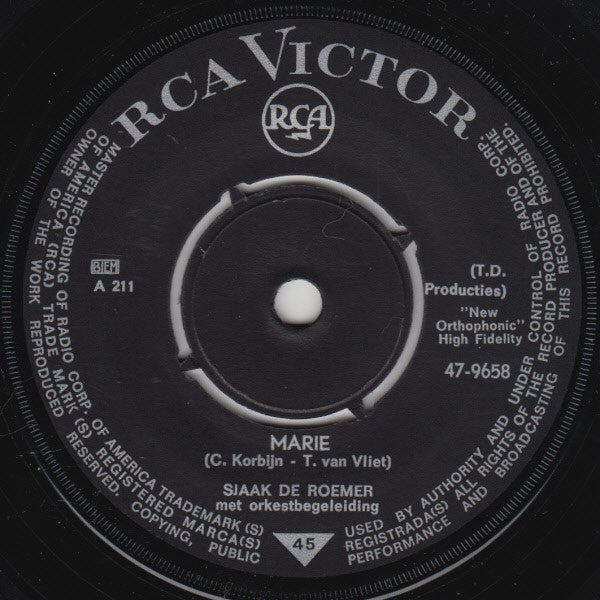 Sjaak de Roemer - Marie Vinyl Singles