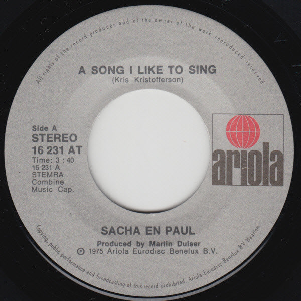 Sacha & Paul - A Song I'd Like To Sing Vinyl Singles
