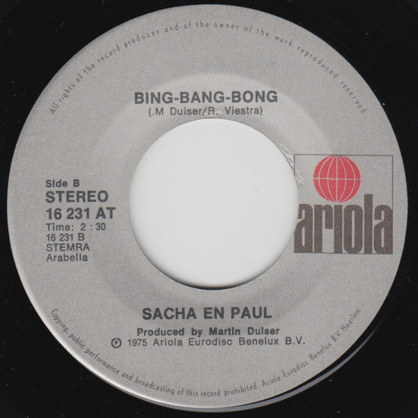 Sacha & Paul - A Song I'd Like To Sing Vinyl Singles