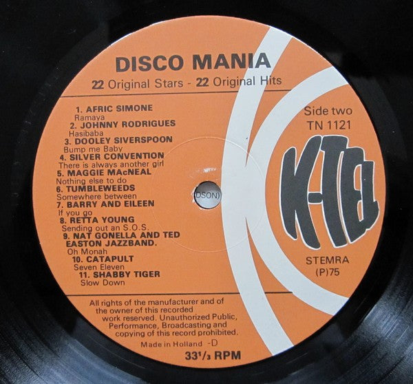 Various - Disco Mania (LP) Vinyl LP Vinyl Very Good (VG) <br> Hoes Good Plus (G+)