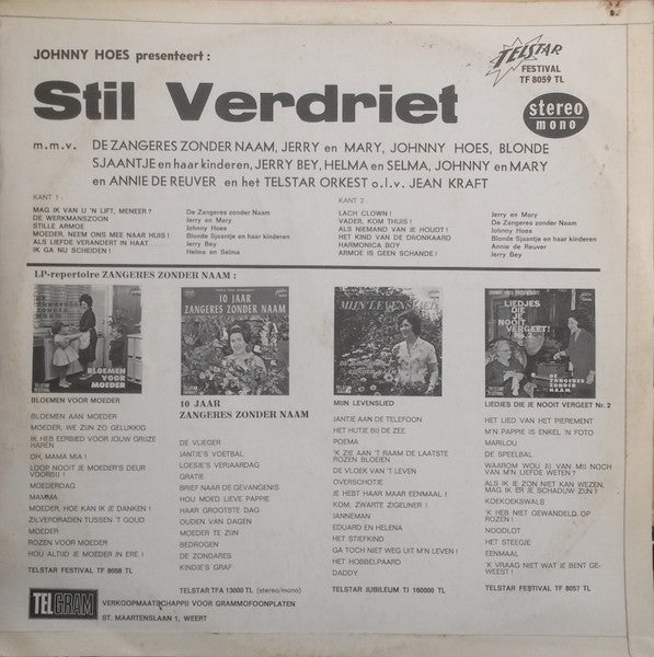 Various - Stil Verdriet (LP) Vinyl LP Vinyl (VG) <br> Hoes (G+)