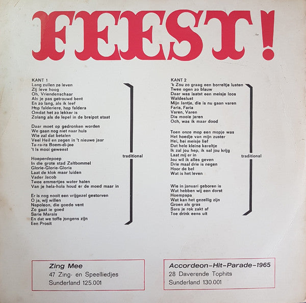 Vrolijke Feestgangers - 56 Daverende Feestliederen (LP) Vinyl LP Vinyl Very Good (VG) <br> Hoes Good Plus (G+)