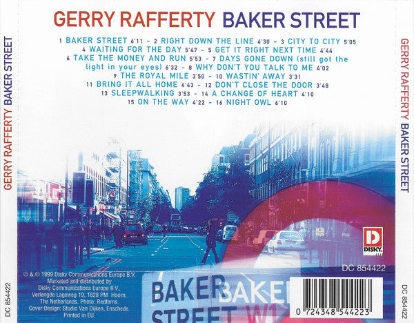 Gerry Rafferty - Baker Street (CD) Compact Disc Vinyl Very Good (VG) <br> Hoes Good Plus (G+)