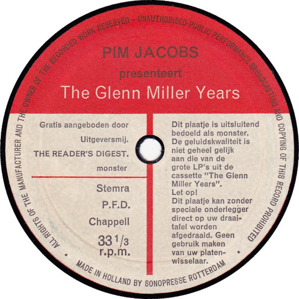 Glen Miller - Glen Miller Years (Flexdisc) Flexi-disk Vinyl (VG) <br> Hoes (G+)