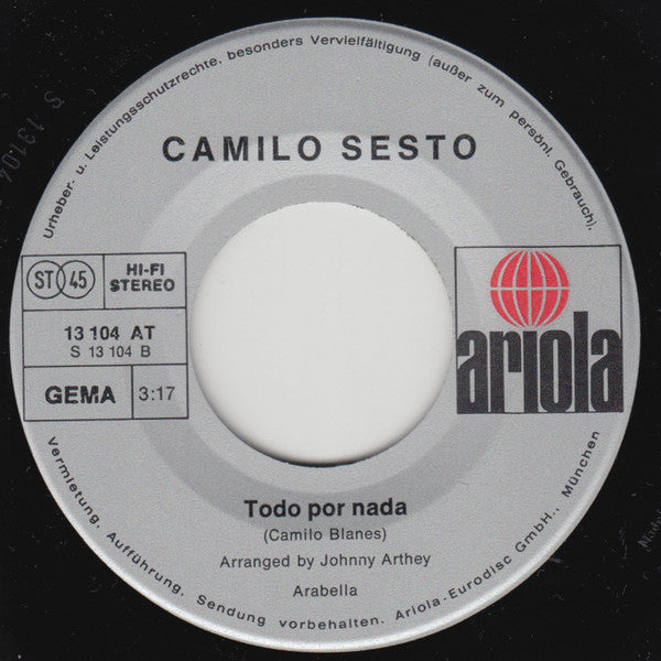 Camilo Sesto - Algo Mas Vinyl Singles Vinyl Very Good (VG) <br> Hoes Good Plus (G+)