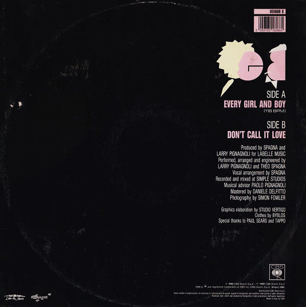 Spagna - Every Girl And Boy Vinyl Singles Vinyl Very Good (VG) <br> Hoes Good Plus (G+)