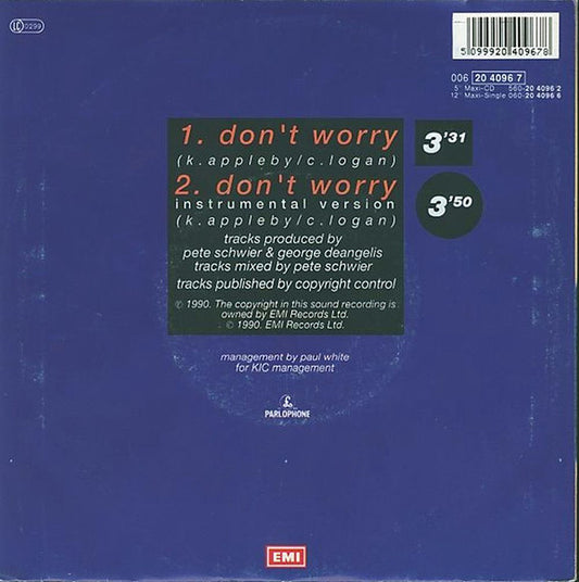 Kim Appleby - Don't Worry 27836 Vinyl Singles Vinyl Zeer Goed / Hoesje Goed "VINYLSINGLES.NL"