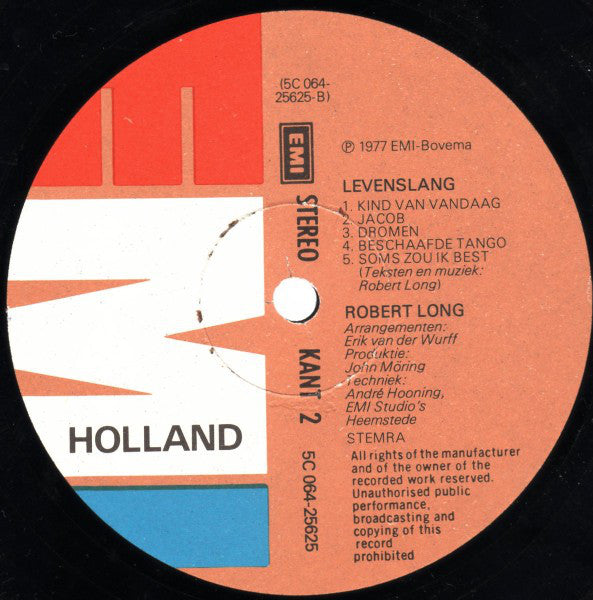 Robert Long - Levenslang (LP) 97-97932 Vinyl LP Vinyl Zeer Goed / Hoesje Goed "VINYLSINGLES.NL"