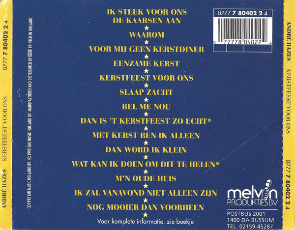 André Hazes - Kerstfeest Voor Ons (CD) Compact Disc Vinyl Very Good (VG) <br> Hoes Good Plus (G+)