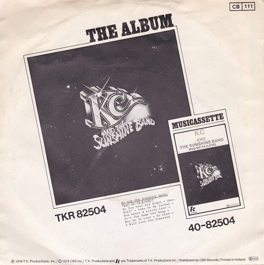 KC And The Sunshine Band - I Will Love You Tomorrow (B-Keus) Vinyl Singles Media G / Sleeve Slecht