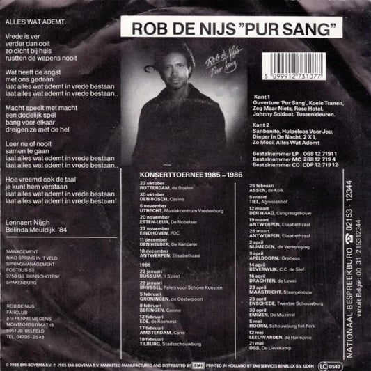Rob de Nijs - Alles Wat Ademt 43541 Vinyl Singles Vinyl Zeer Goed / Hoesje Goed "VINYLSINGLES.NL"