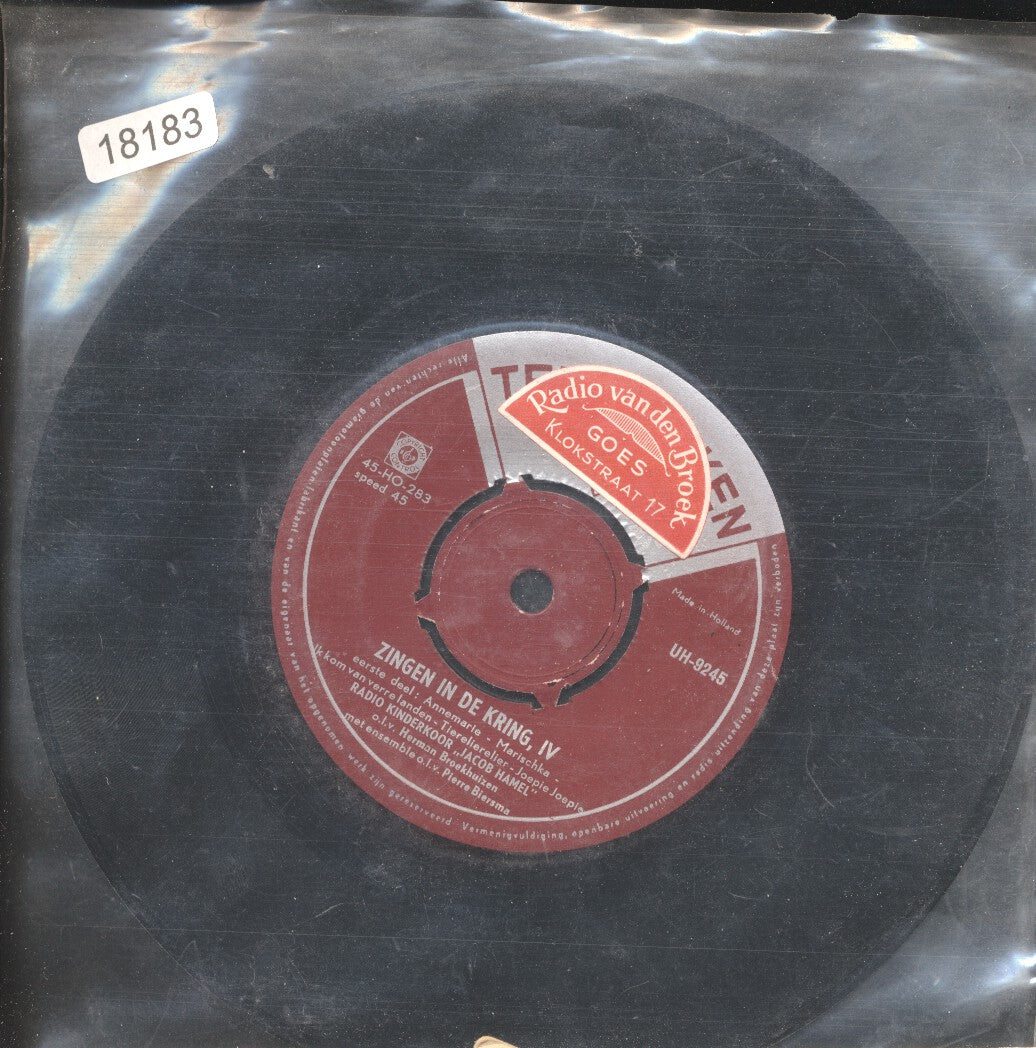 Kinderkoor Jacob Hamel - Zingen In De Kring IV Vinyl Singles EP Vinyl Very Good (VG) <br> Hoes Good Plus (G+)