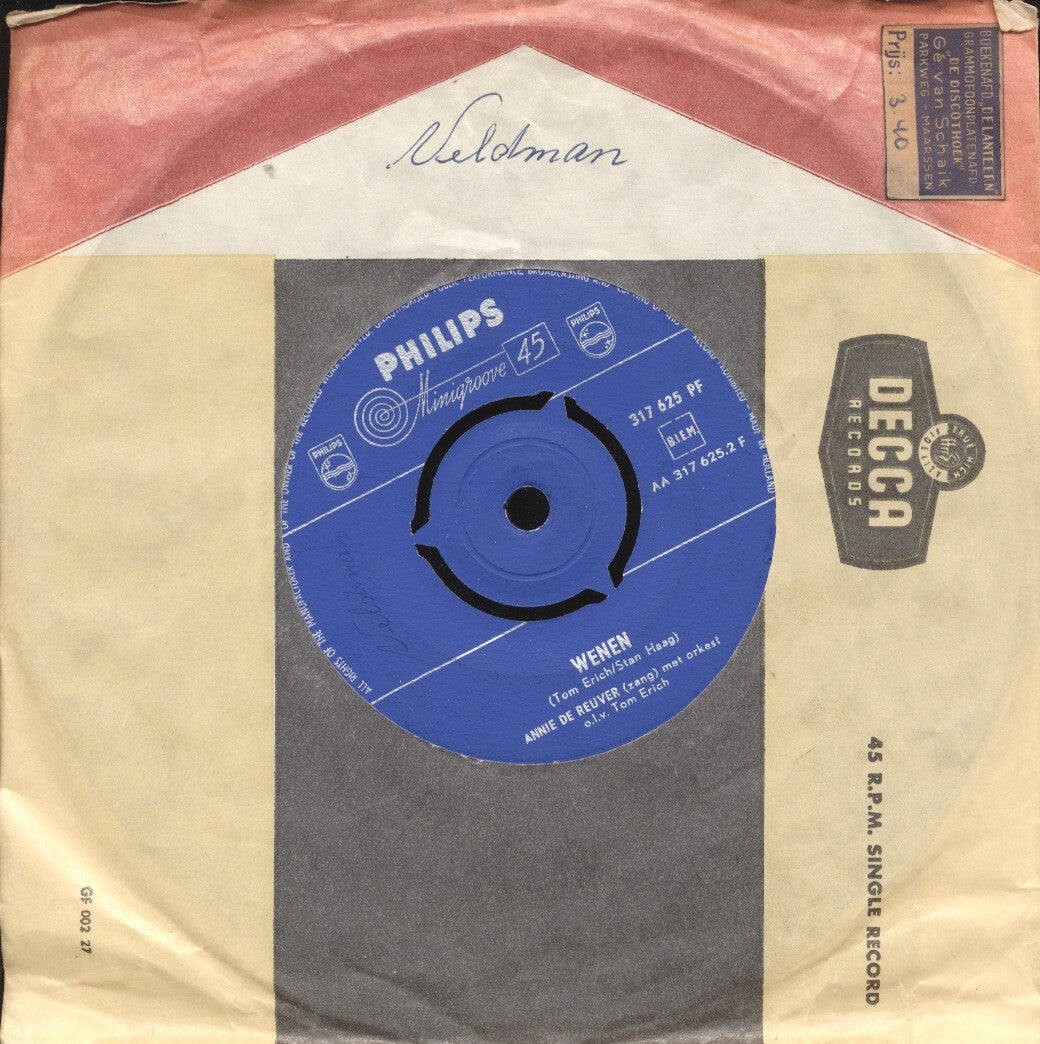 Annie de Reuver - Hij Speelt Zo Mooi Accordeon Vinyl Singles Vinyl Very Good (VG) <br> Hoes Good Plus (G+)