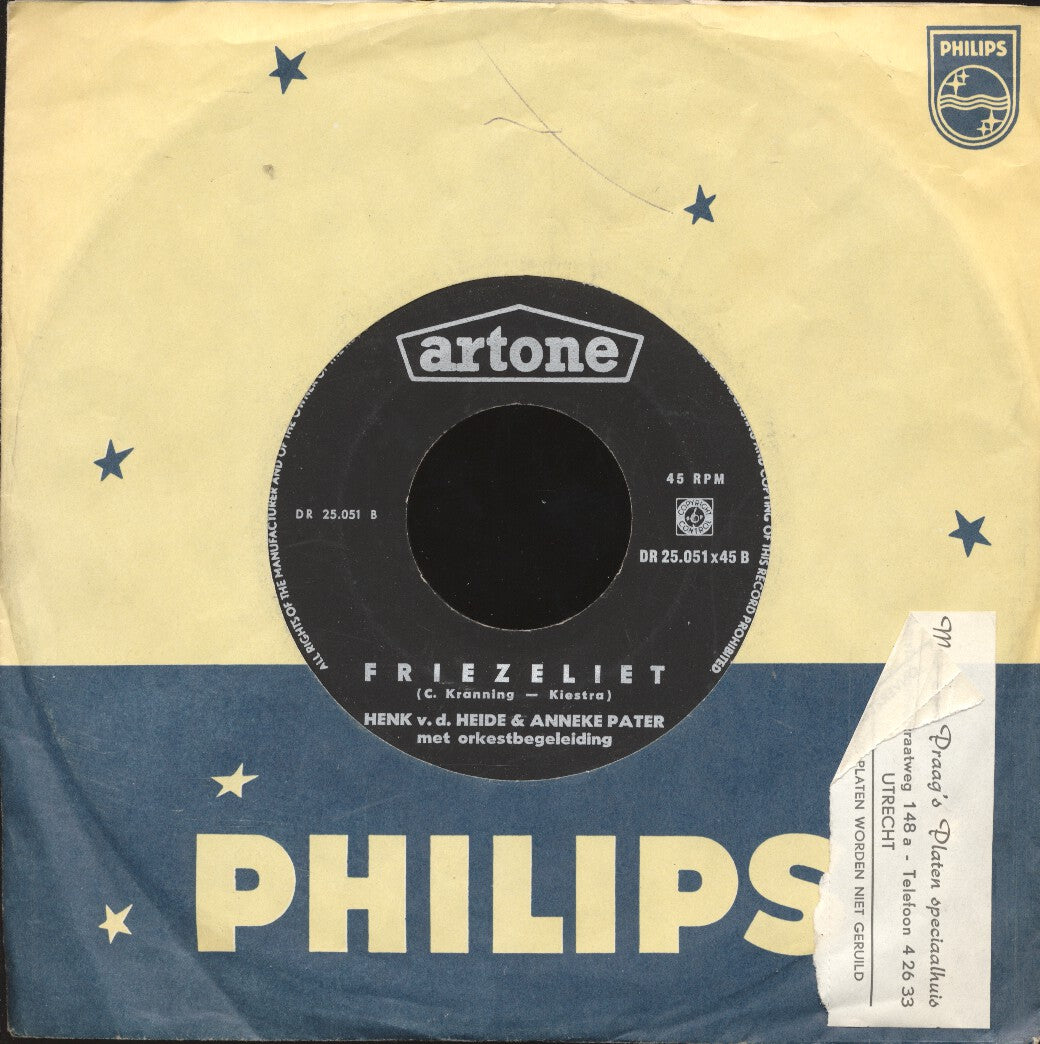 Henk Van Der Heide & Anneke Pater - Us Pake Syn Klok Vinyl Singles Vinyl Very Good (VG) <br> Hoes Good Plus (G+)