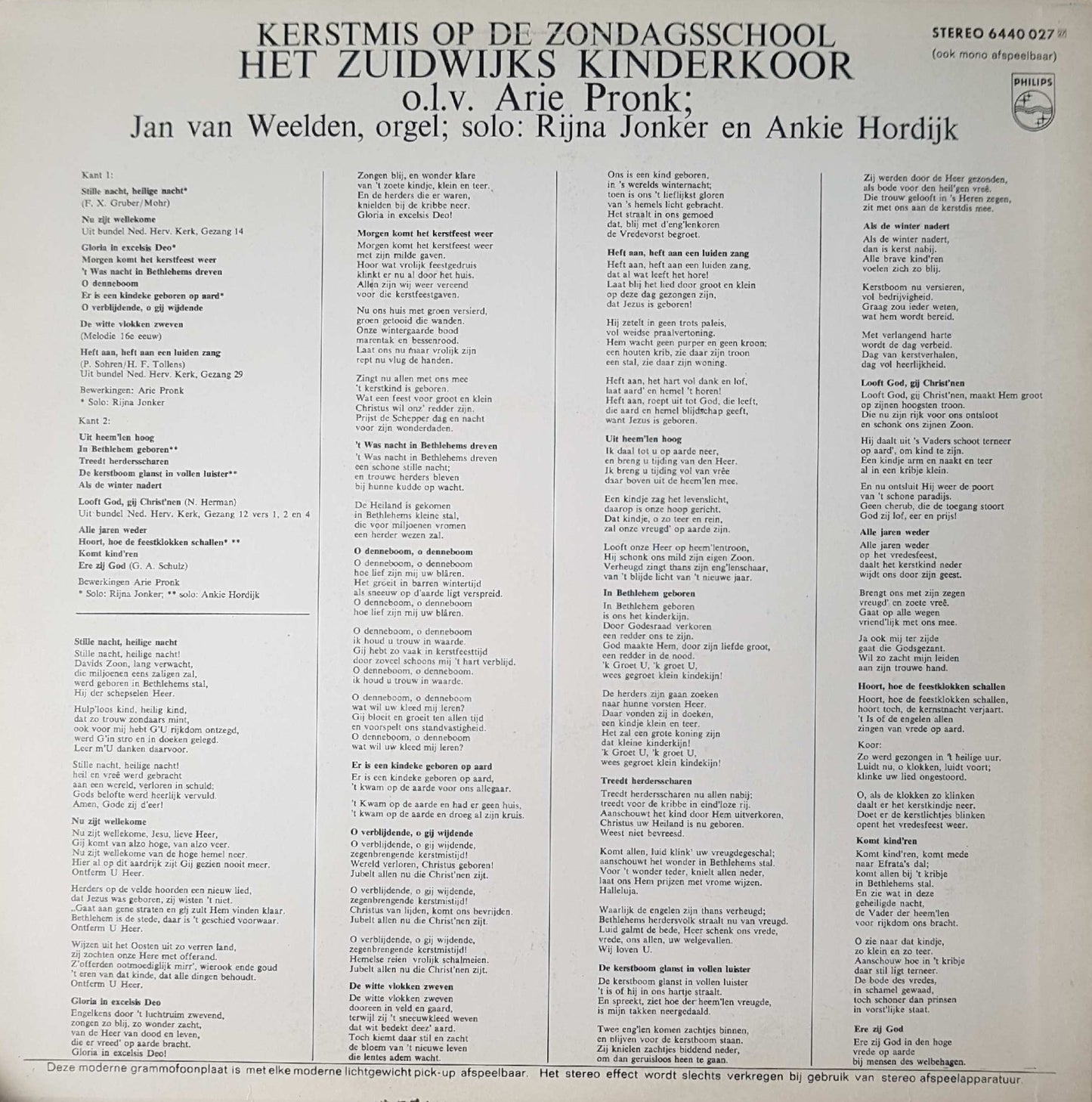Zuidwijks Kinderkoor - Kerstmis op de zondagsschool (LP) Vinyl LP Vinyl (VG) <br> Hoes (G+)
