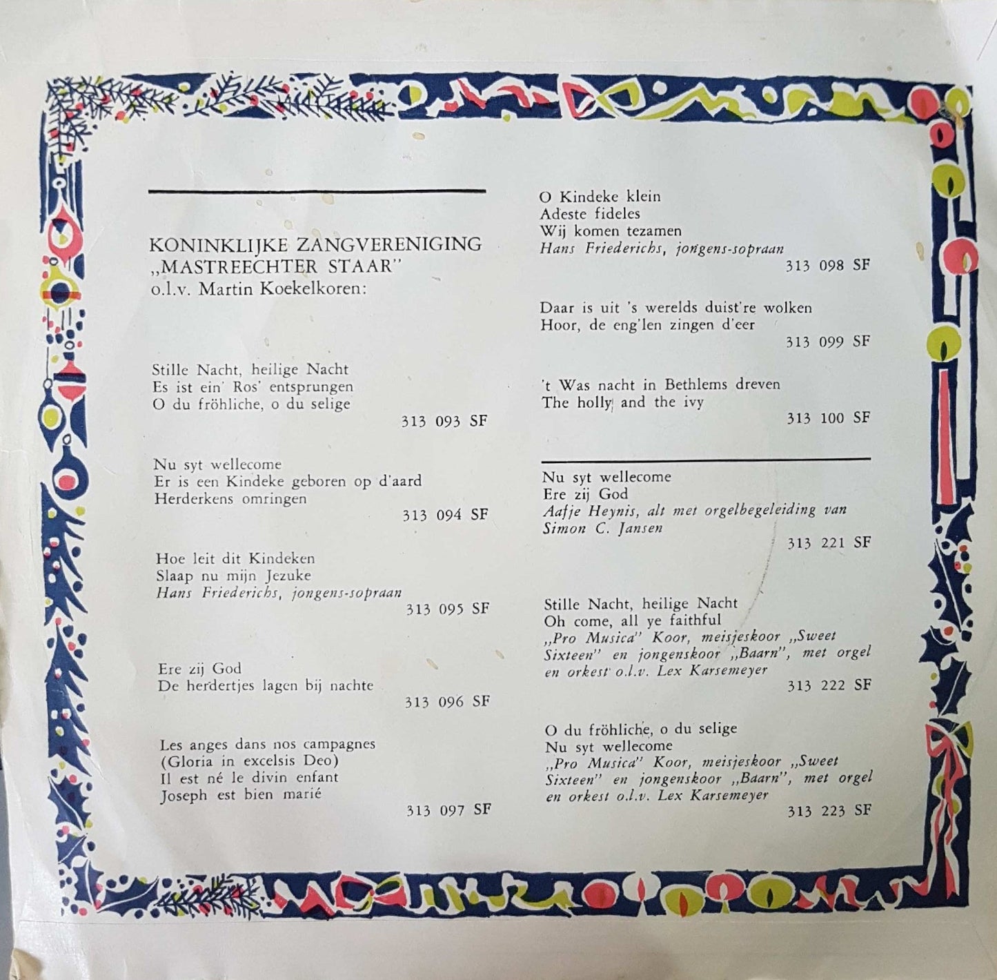 Mastreechter Staar - Les Anges Dans Nos Campagnes 42527 Vinyl Singles Vinyl Very Good (VG) <br> Hoes Good Plus (G+)