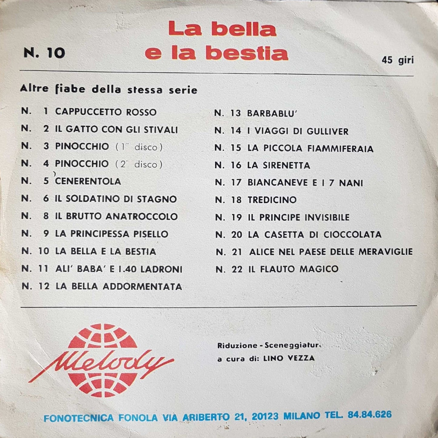 La Bella E La Bestia Vinyl Singles Vinyl Very Good (VG) <br> Hoes Good Plus (G+)