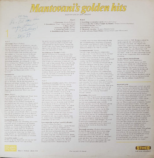 Mantovani - Mantovani's Golden Hits (LP) Vinyl LP Vinyl Zeer Goed / Hoesje Goed "VINYLSINGLES.NL"