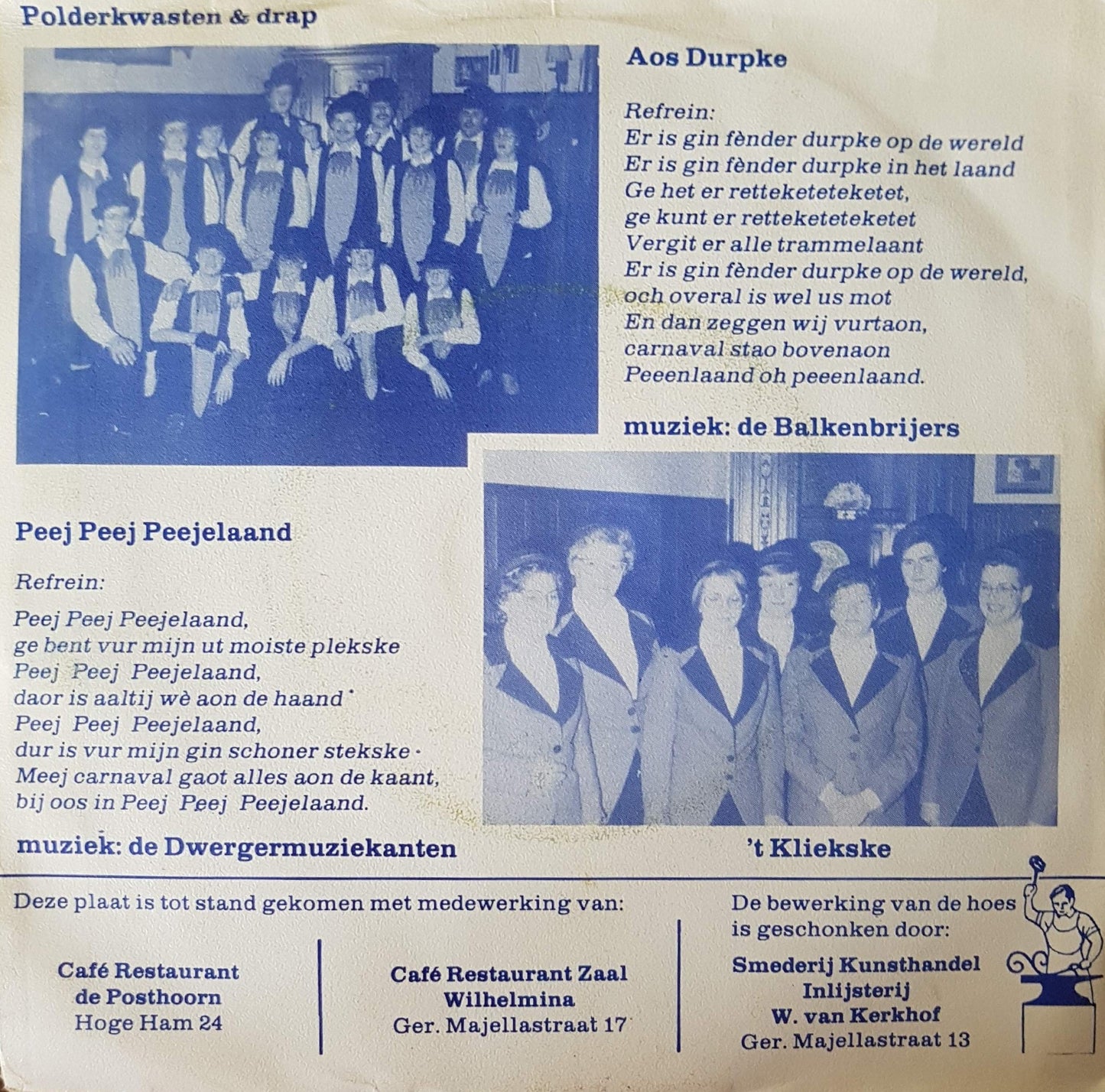 Polderkwasten - Peej Peej Peejelaand 22277 Vinyl Singles Vinyl Very Good (VG) <br> Hoes Good Plus (G+)