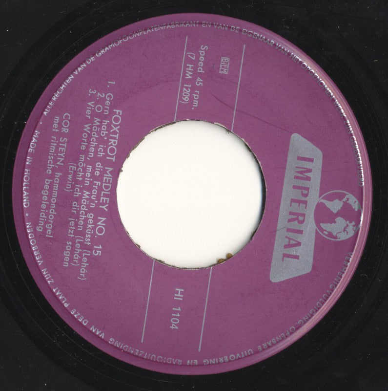 Cor Steyn - Foxtrot Medley No. ** And ** Vinyl Singles Vinyl Very Good (VG) <br> Hoes Good Plus (G+)