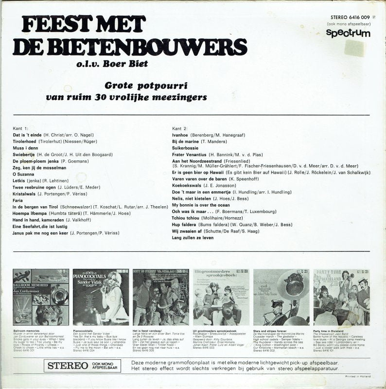 Bietenbouwers - Feest met De Bietenbouwers (LP) Vinyl LP Vinyl Very Good (VG) <br> Hoes Good Plus (G+)